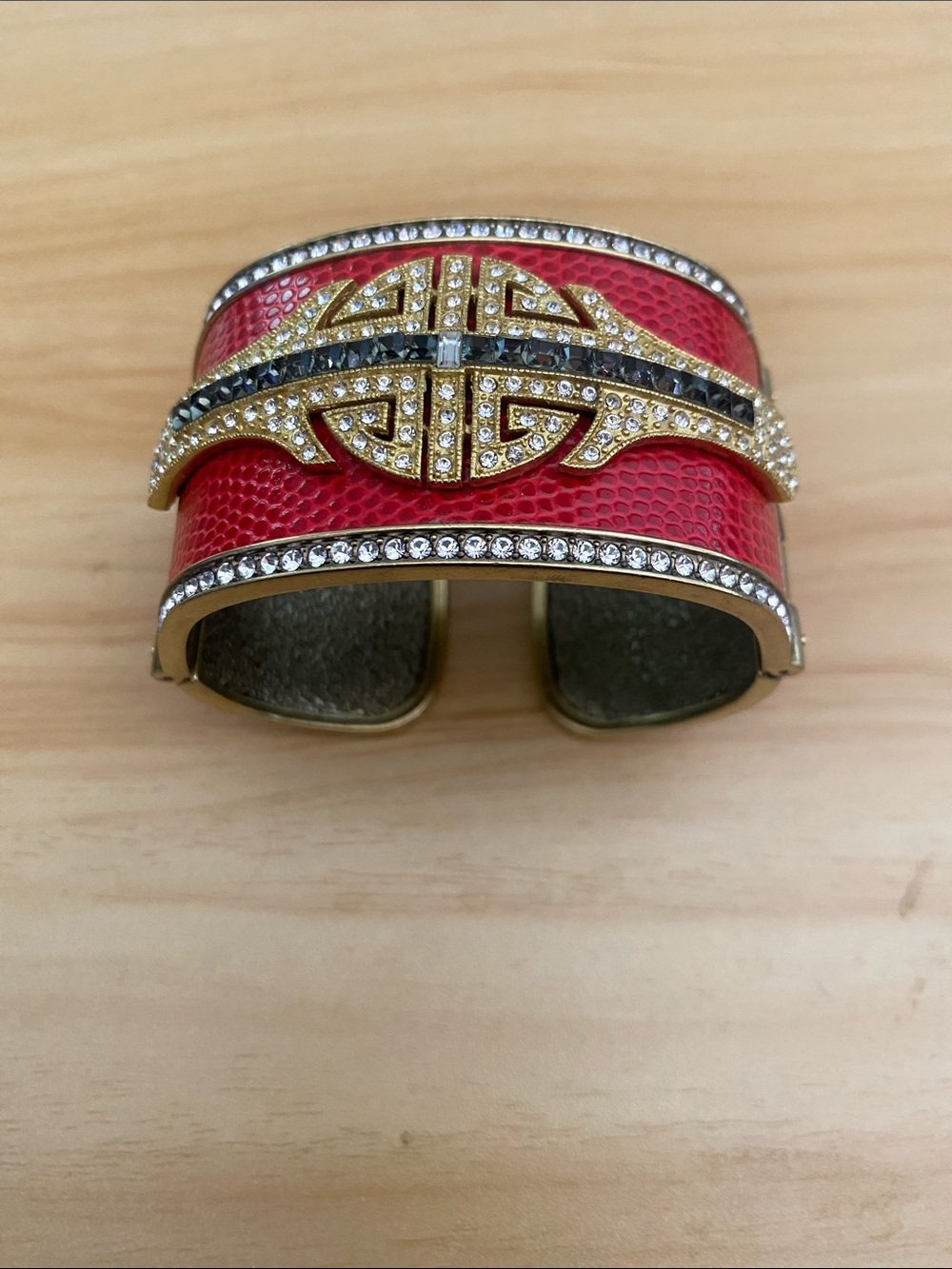 Heidi Daus Red and Black Crystal-Accent Gold Cuff Bracelet
